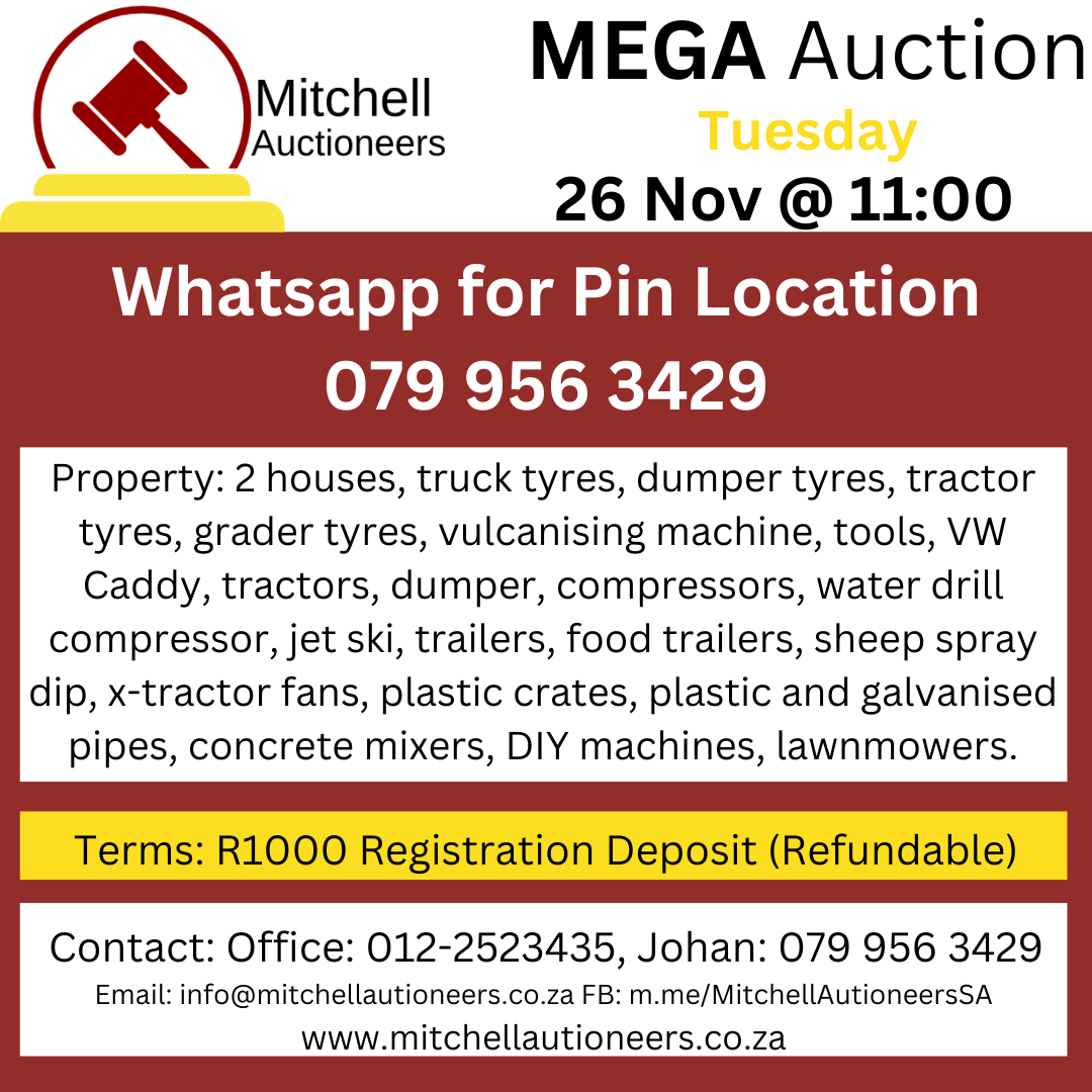 Prime Auction Event: Property, Tyres, and Equipment