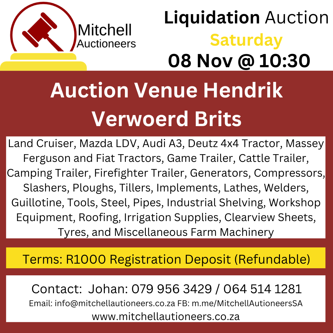 Prime Auction Event: Property, Tyres, and Equipment